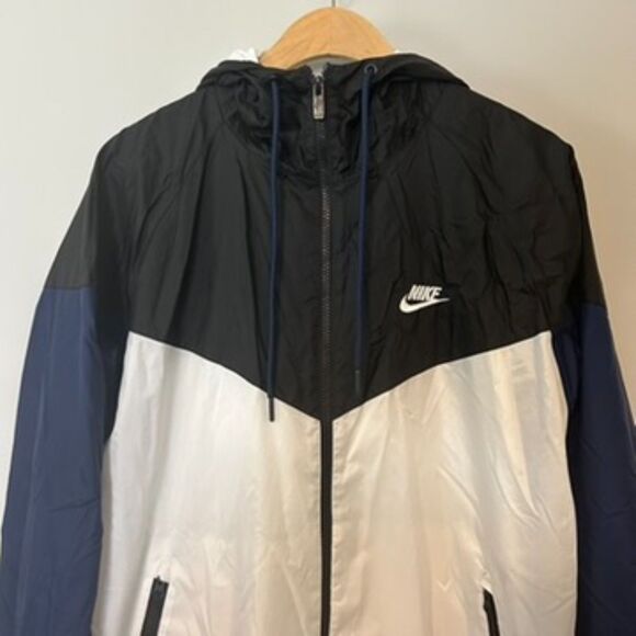 Nike Womens Windbreaker Size Large Long Sleeve Black White Full Zip-up - Picture 3 of 16